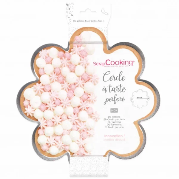 Cercle à Tarte Perforé Marguerite Ø 30 Cm Inox ScrapCooking 1