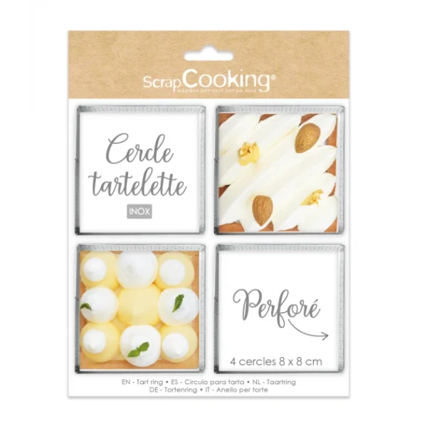 Cercles à Tarte Individuels Perforés Carrés 8 Cm (x4) Scrapcooking à prix promos 1