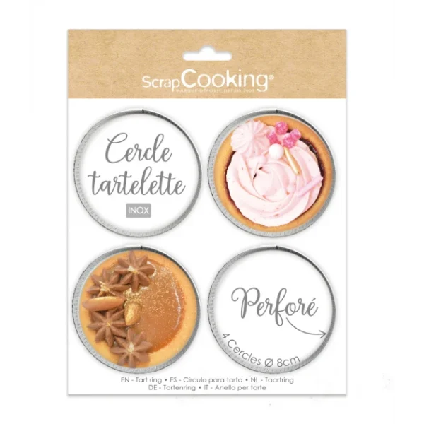 Cercles à Tarte Individuels Perforés Ronds 8 Cm (x4) Scrapcooking économies garanties 1