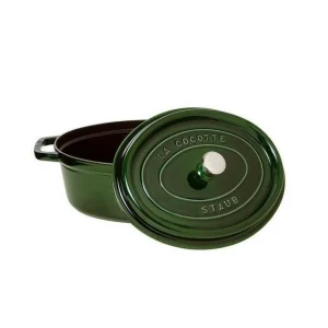 DEFAUT STAUB Cocotte Fonte Ovale 31 cm Vert Basilic Majolique 5,5 L (sans couvercle ) 10