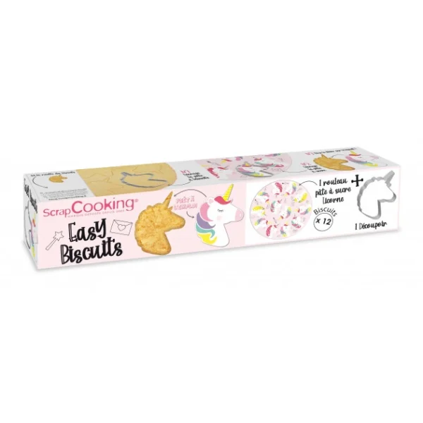 DLUO Dépassée Kit Easy Biscuits Licorne (Pâte à Sucre 150 G + Découpoir) Scrapcooking 1