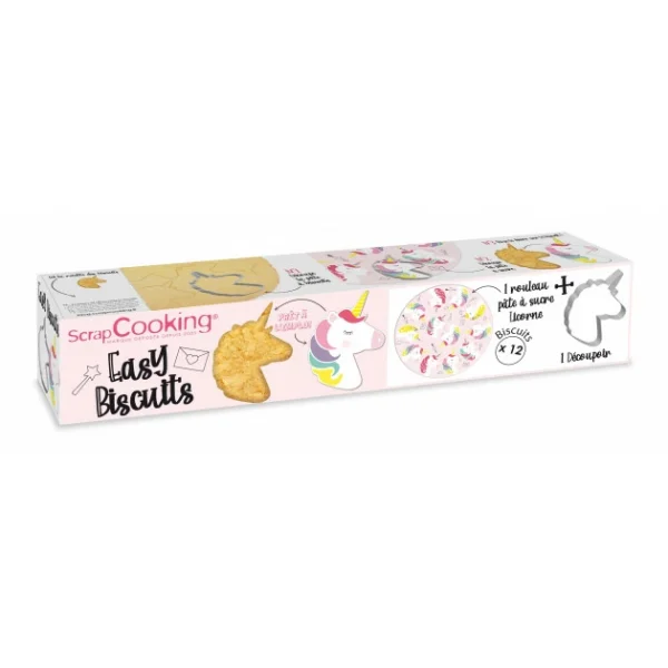 FIN DE SERIE Kit Easy Biscuits Licorne (Pâte à Sucre 150 g + Découpoir) Scrapcooking 1