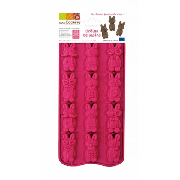 FIN DE SERIE Moule Chocolat Silicone Drôles de Lapins (x12) Scrapcooking 1