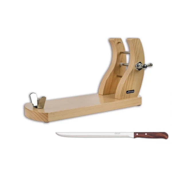 pas cher en vente Support Jambon Bois Naturel Et Couteau Jambon 25 Cm Arcos 1